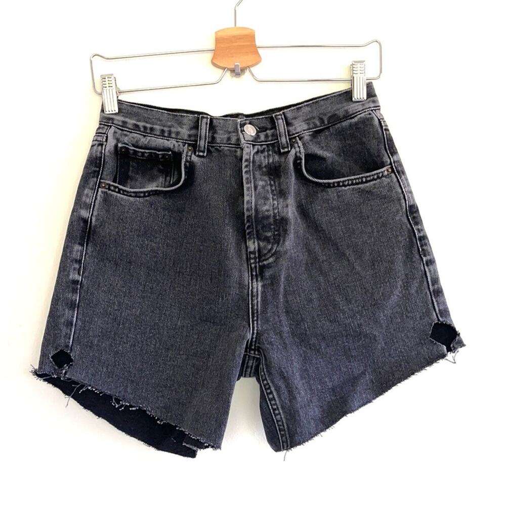 TOPSHOP black denim jean shorts cut-out size W28